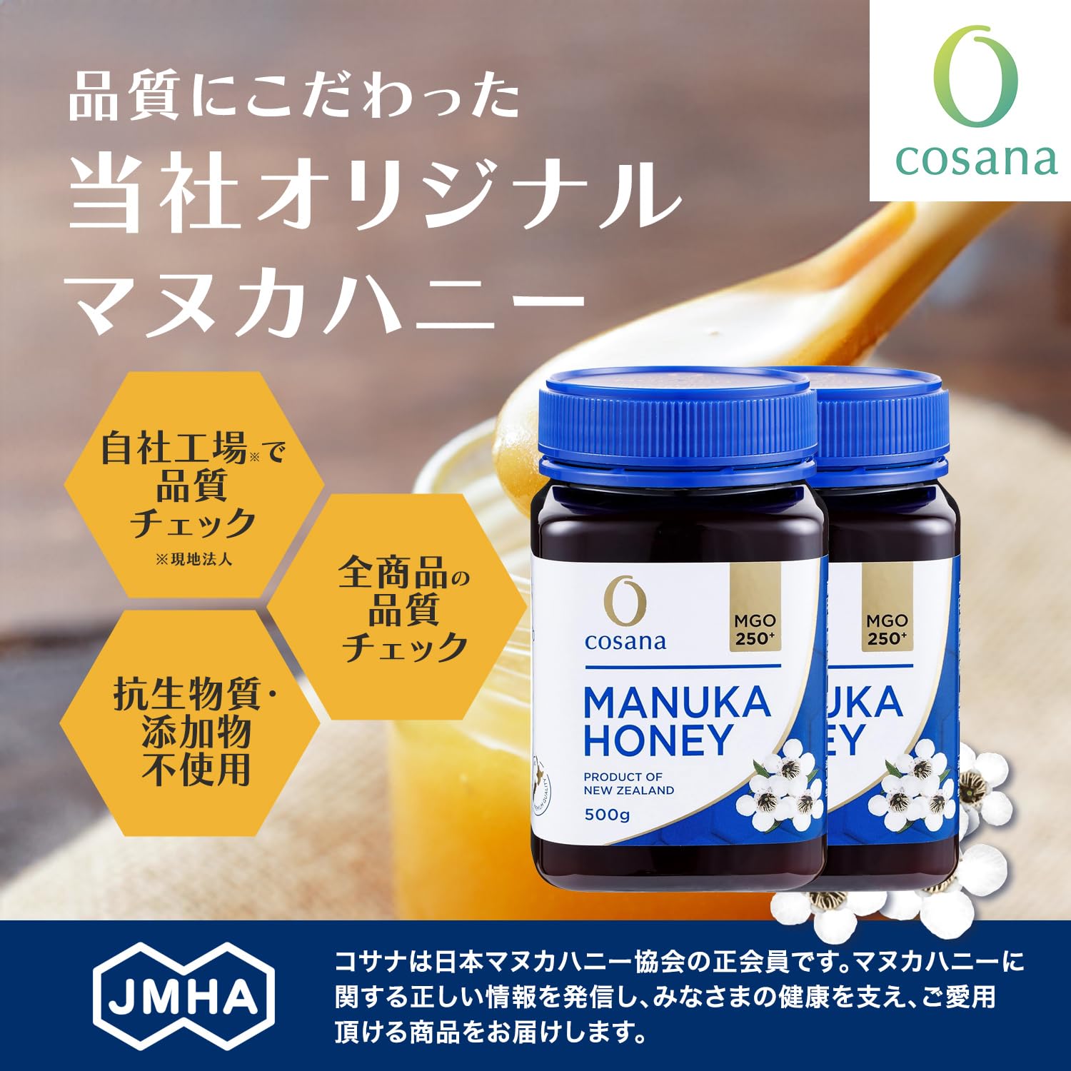 Amazon | Cosana コサナ マヌカハニー MGO250+ 500g 2個セット 正規品